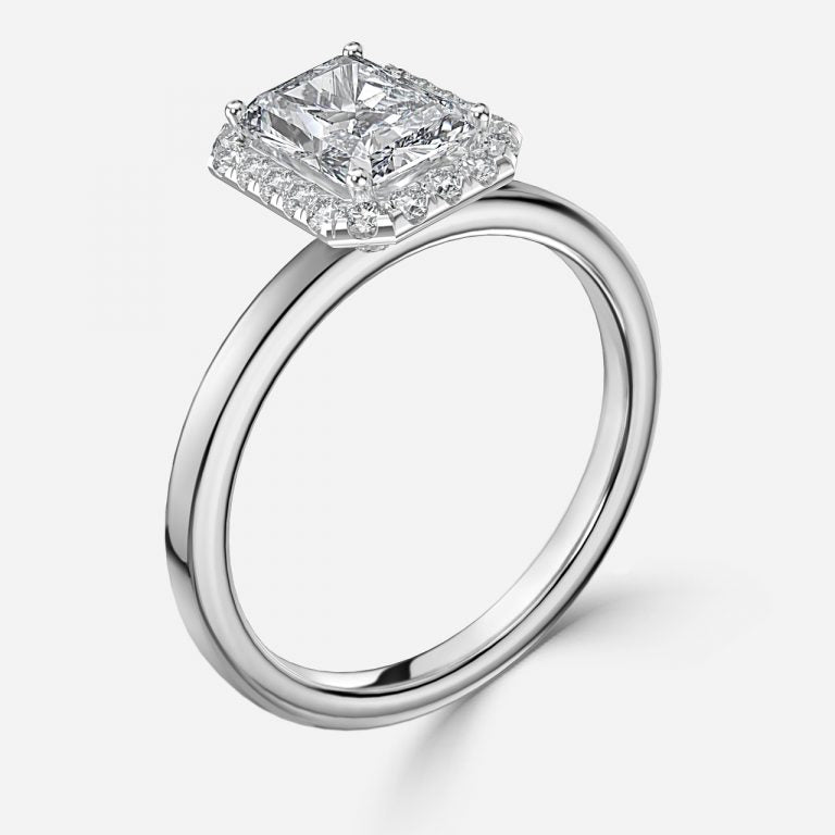 Katya Radiant Halo Moissanite Engagement Ring