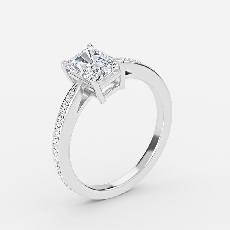 Isolde Radiant Diamond Band Moissanite Engagement Ring