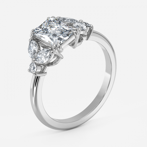 Zephyr Radiant Three Stone Moissanite Engagement Ring