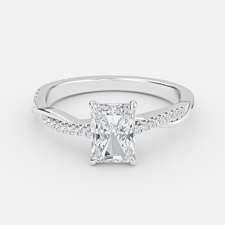 Tatiana Radiant Diamond Band Moissanite Engagement Ring