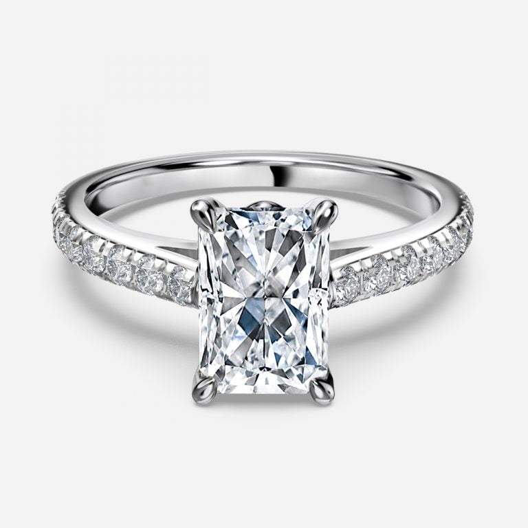 Aveline Radiant Diamond Band Moissanite Engagement Ring