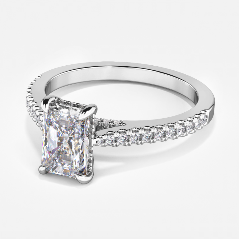 Yvette Radiant Hidden Halo Moissanite Engagement Ring