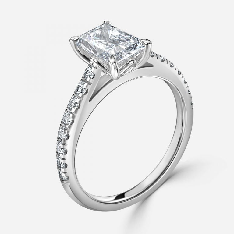 Aveline Radiant Diamond Band Moissanite Engagement Ring