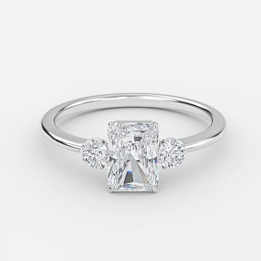 Kaori Radiant Three Stone Moissanite Engagement Ring