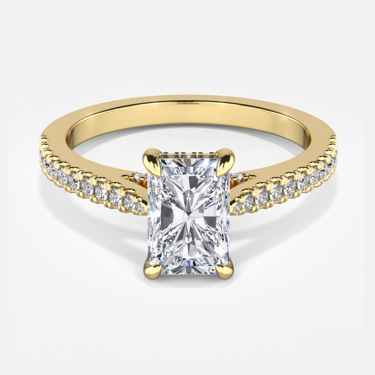 Yvette Radiant Hidden Halo Moissanite Engagement Ring