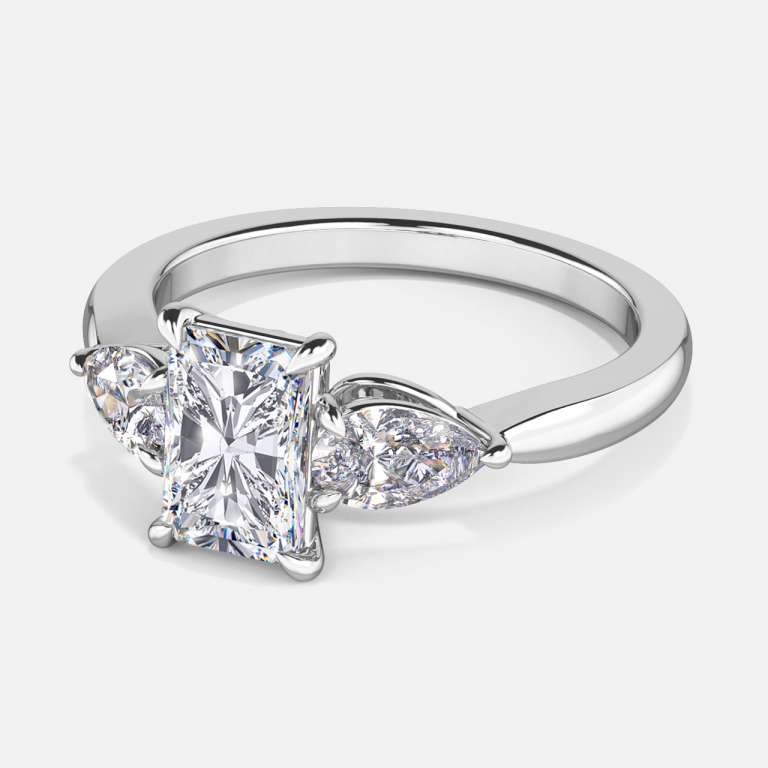 Tierney Radiant Three Stone Moissanite Engagement Ring