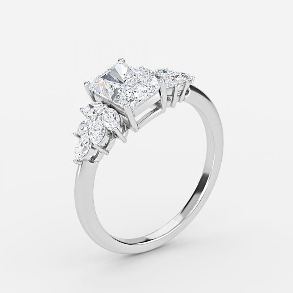 Clarity Radiant Three Stone Moissanite Engagement Ring