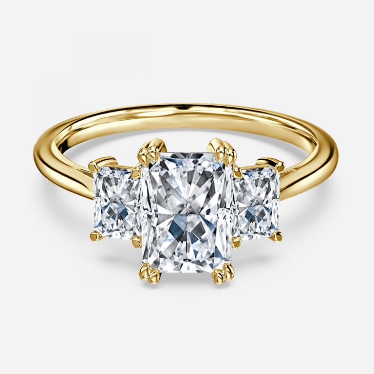 Jessamine Radiant Three Stone Moissanite Engagement Ring