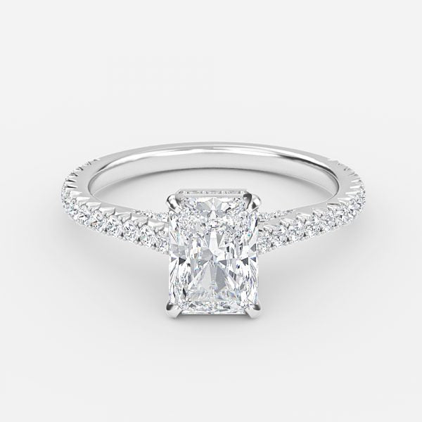 Devi Radiant Hidden Halo Moissanite Engagement Ring