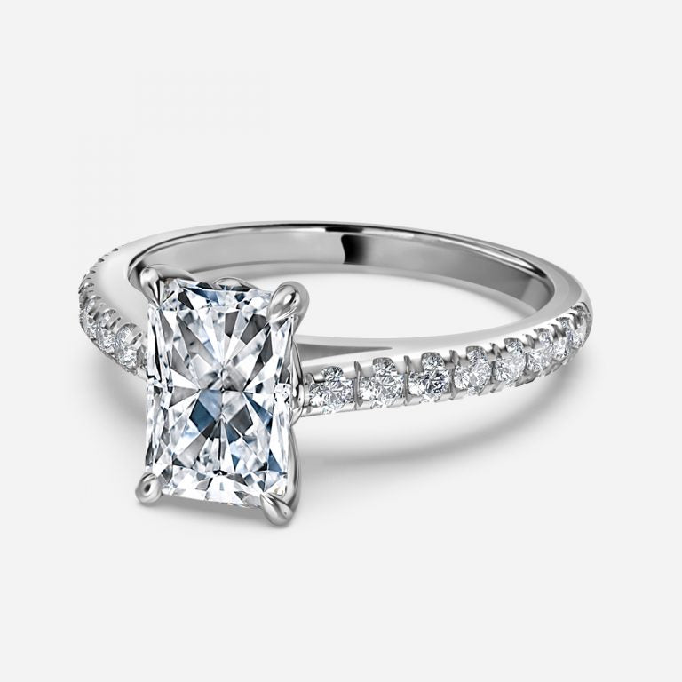 Aveline Radiant Diamond Band Moissanite Engagement Ring