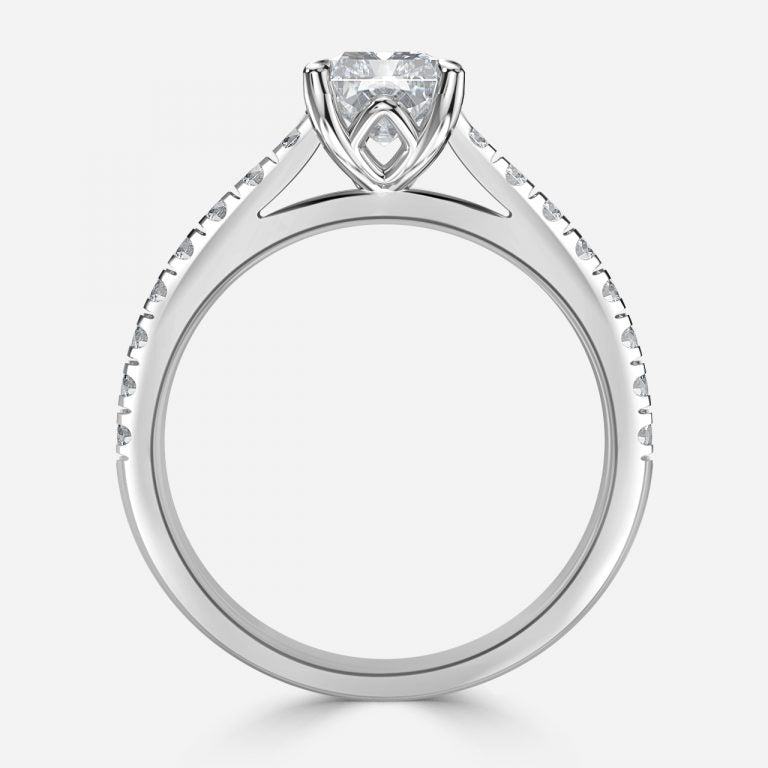 Aveline Radiant Diamond Band Moissanite Engagement Ring