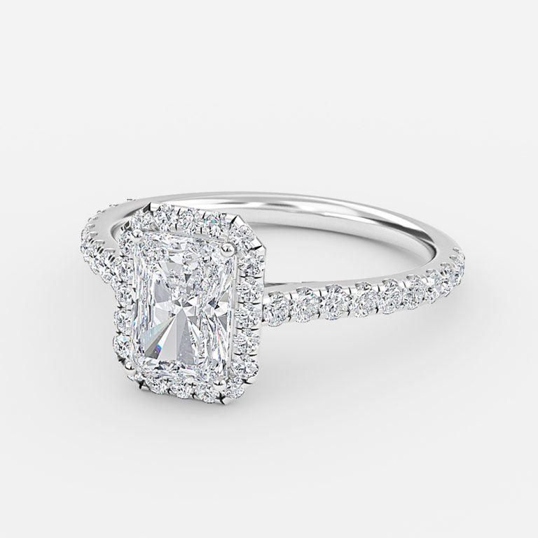 Joliette Radiant Halo Moissanite Engagement Ring