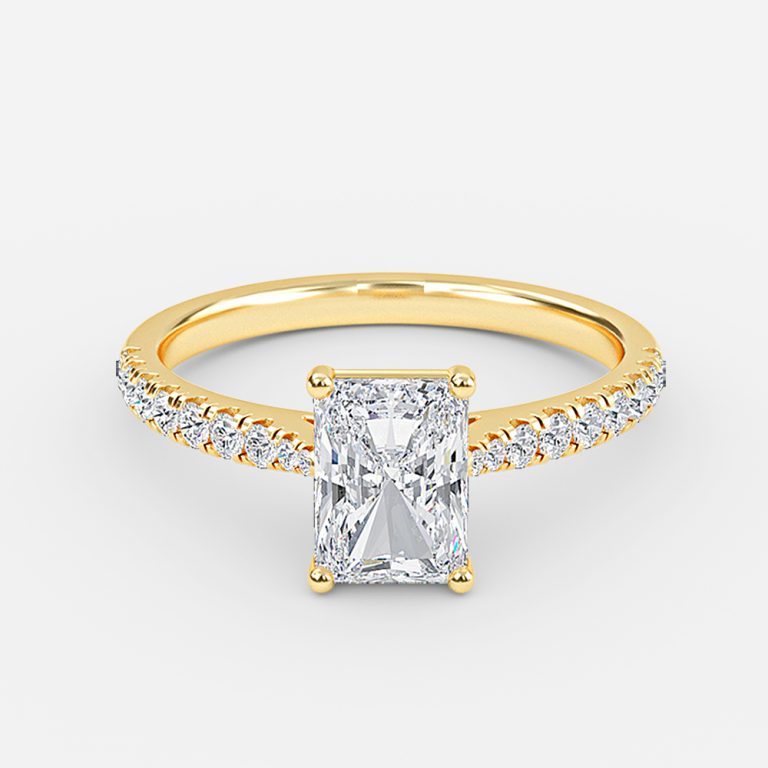 Bellamy Radiant Diamond Band Moissanite Engagement Ring