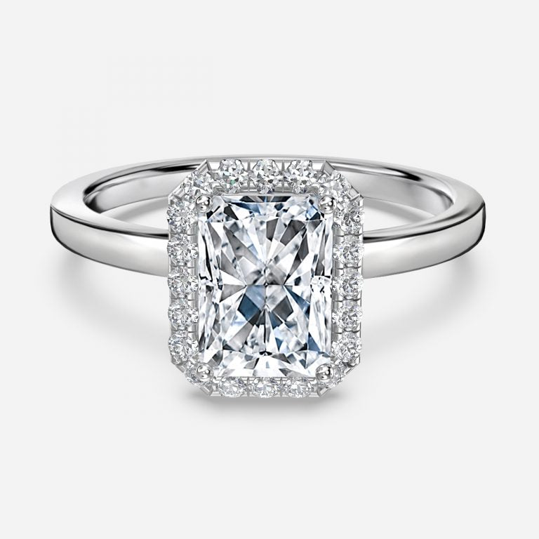 Katya Radiant Halo Moissanite Engagement Ring