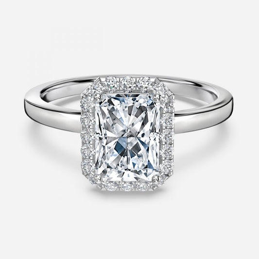 Katya Radiant Halo Moissanite Engagement Ring