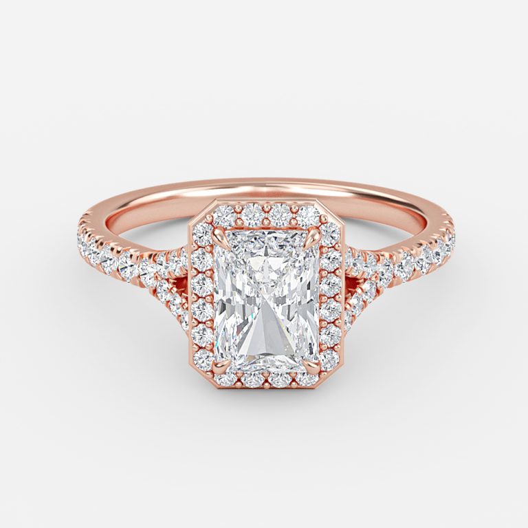 Dove Radiant Halo Moissanite Engagement Ring