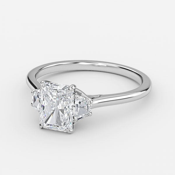 Rain Radiant Three Stone Moissanite Engagement Ring