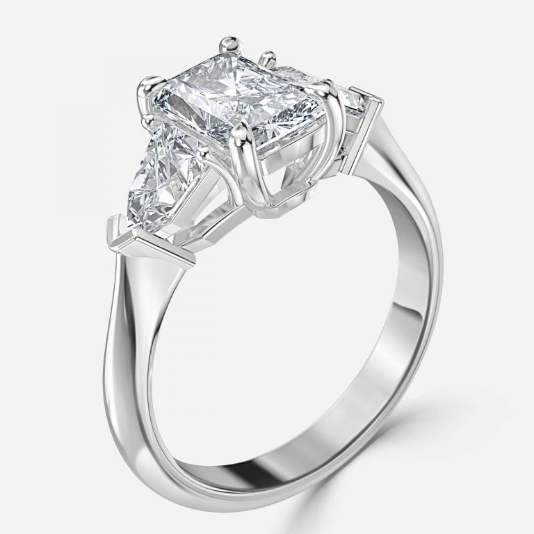 Eri Radiant Three Stone Moissanite Engagement Ring