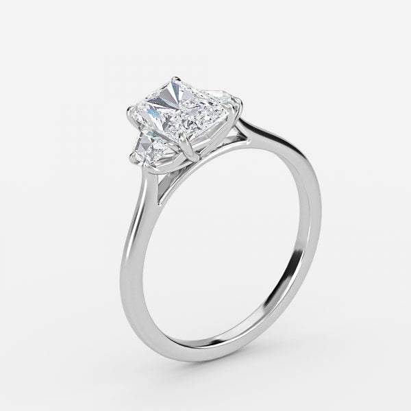 Rain Radiant Three Stone Moissanite Engagement Ring