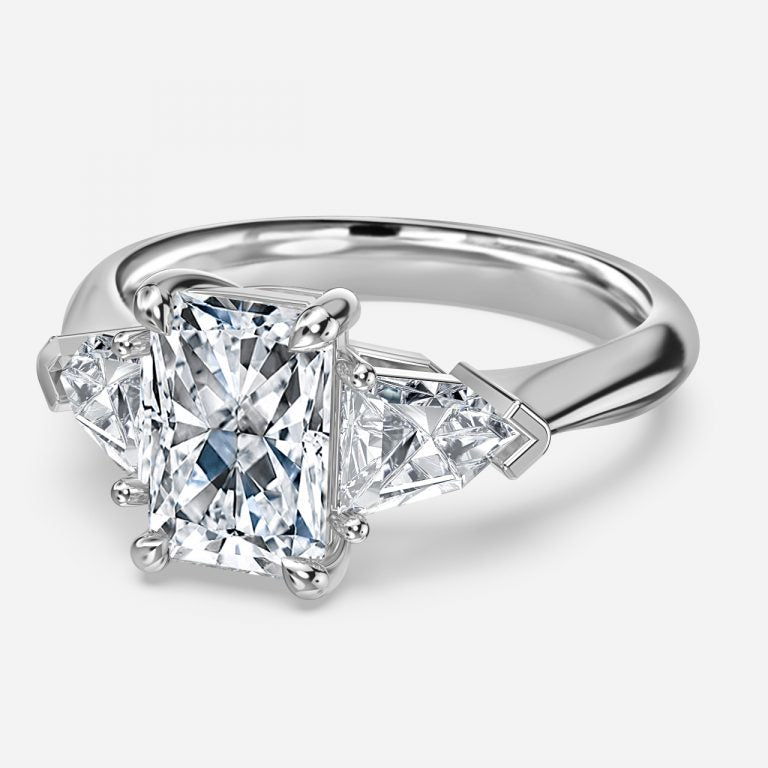 Eri Radiant Three Stone Moissanite Engagement Ring