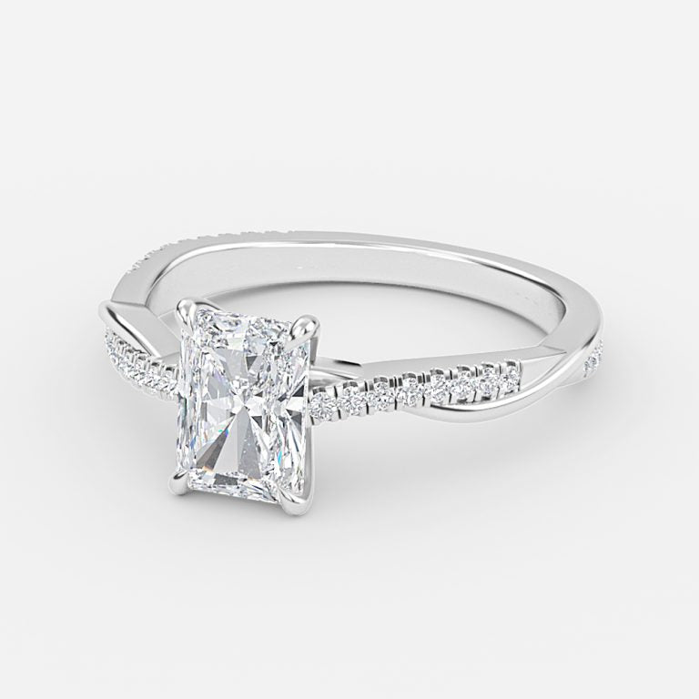 Tatiana Radiant Diamond Band Moissanite Engagement Ring