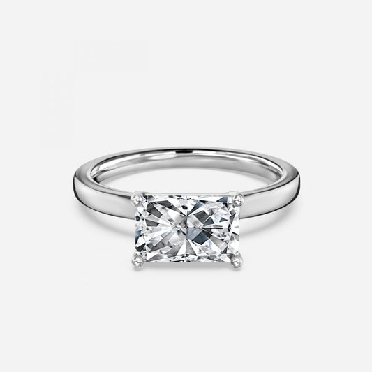 Evora Radiant Solitaire Moissanite Engagement Ring