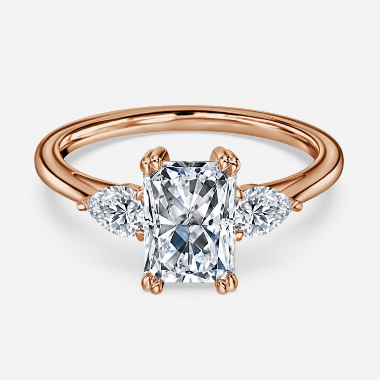 Raya Radiant Three Stone Moissanite Engagement Ring