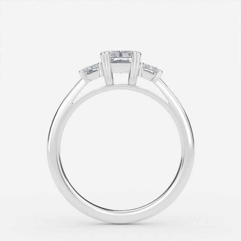 Ika Radiant Three Stone Moissanite Engagement Ring