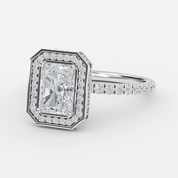 Kassia Radiant Halo Moissanite Engagement Ring