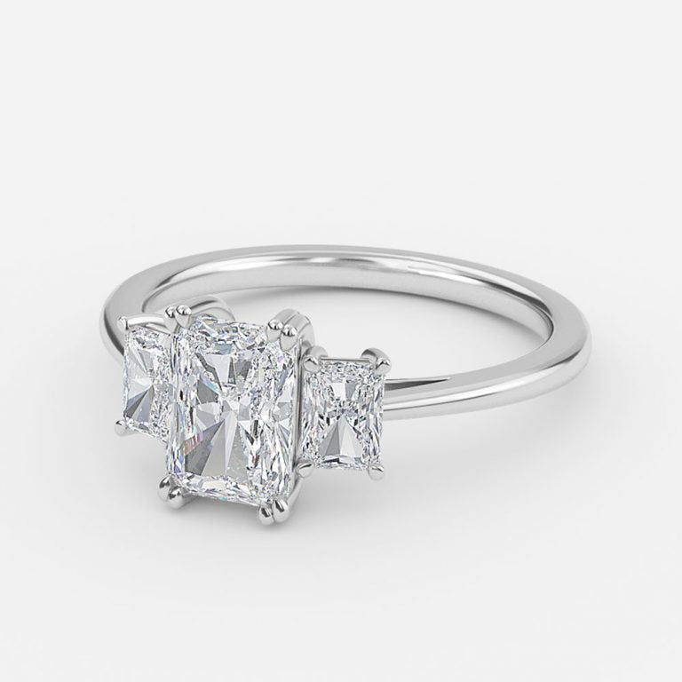 Ika Radiant Three Stone Moissanite Engagement Ring