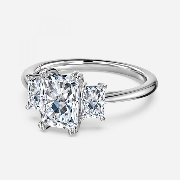 Jessamine Radiant Three Stone Moissanite Engagement Ring