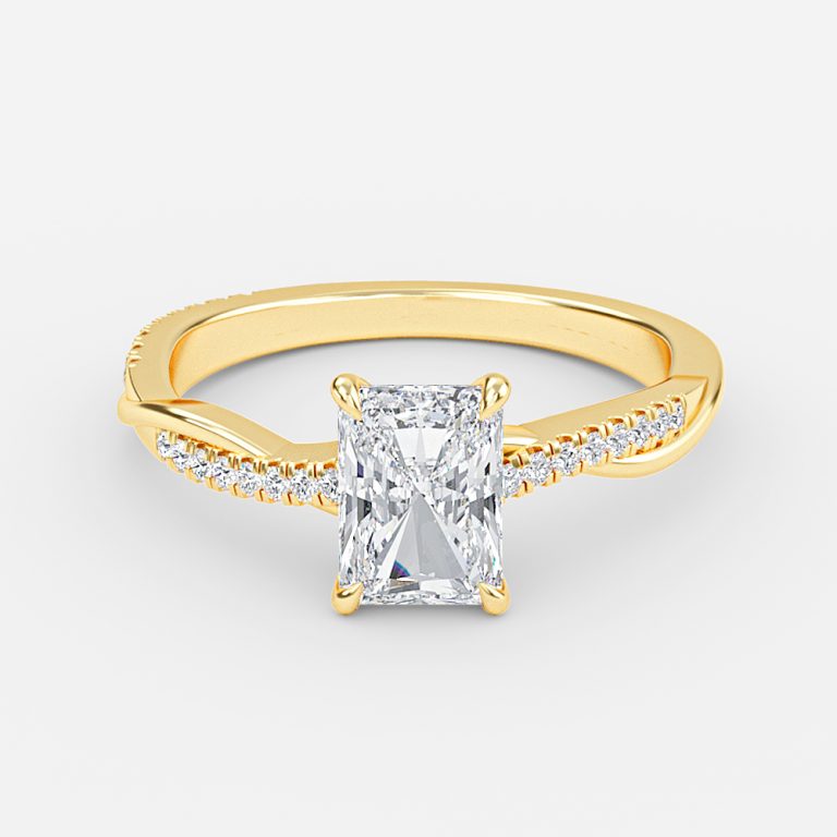 Tatiana Radiant Diamond Band Moissanite Engagement Ring