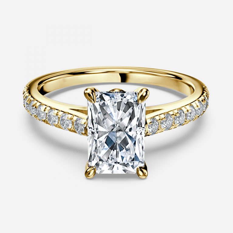 Aveline Radiant Diamond Band Moissanite Engagement Ring