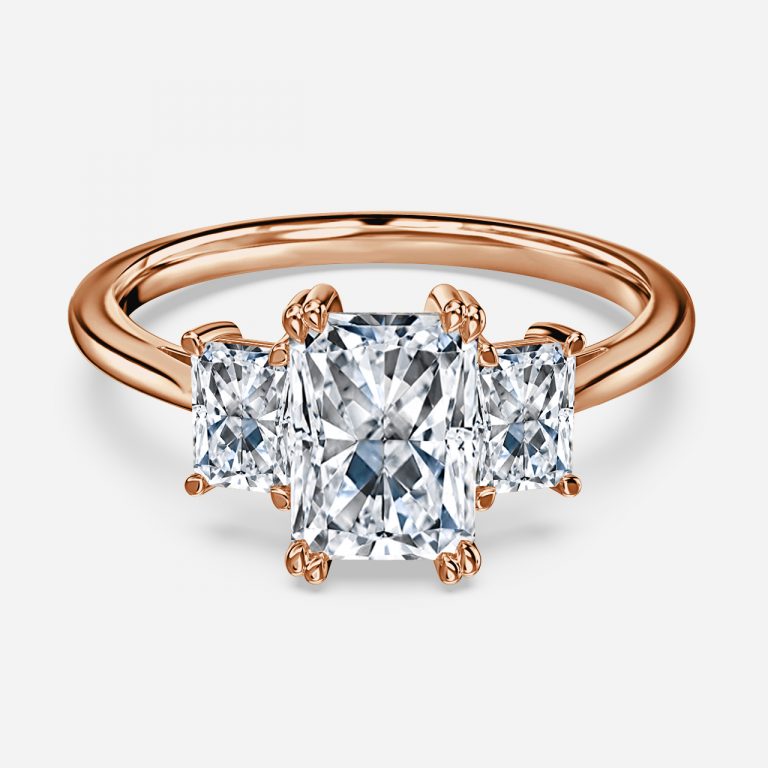 Jessamine Radiant Three Stone Moissanite Engagement Ring