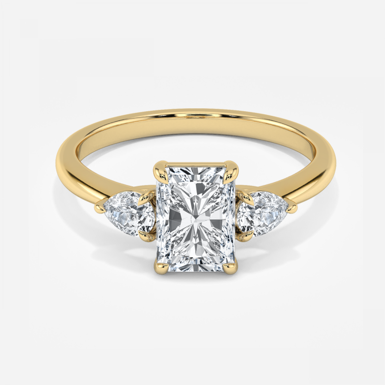 Verity Radiant Three Stone Moissanite Engagement Ring