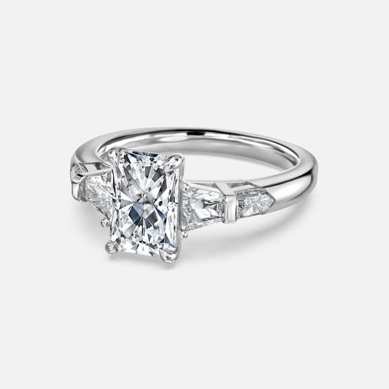 Maida Radiant Three Stone Moissanite Engagement Ring