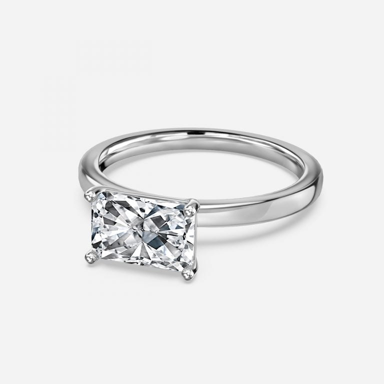 Evora Radiant Solitaire Moissanite Engagement Ring