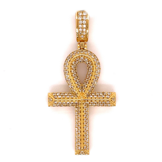 1.95 CT Moissanite Iced Out Ankh Cross Pendant