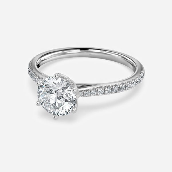 Nerissa Round Diamond Band Moissanite Engagement Ring