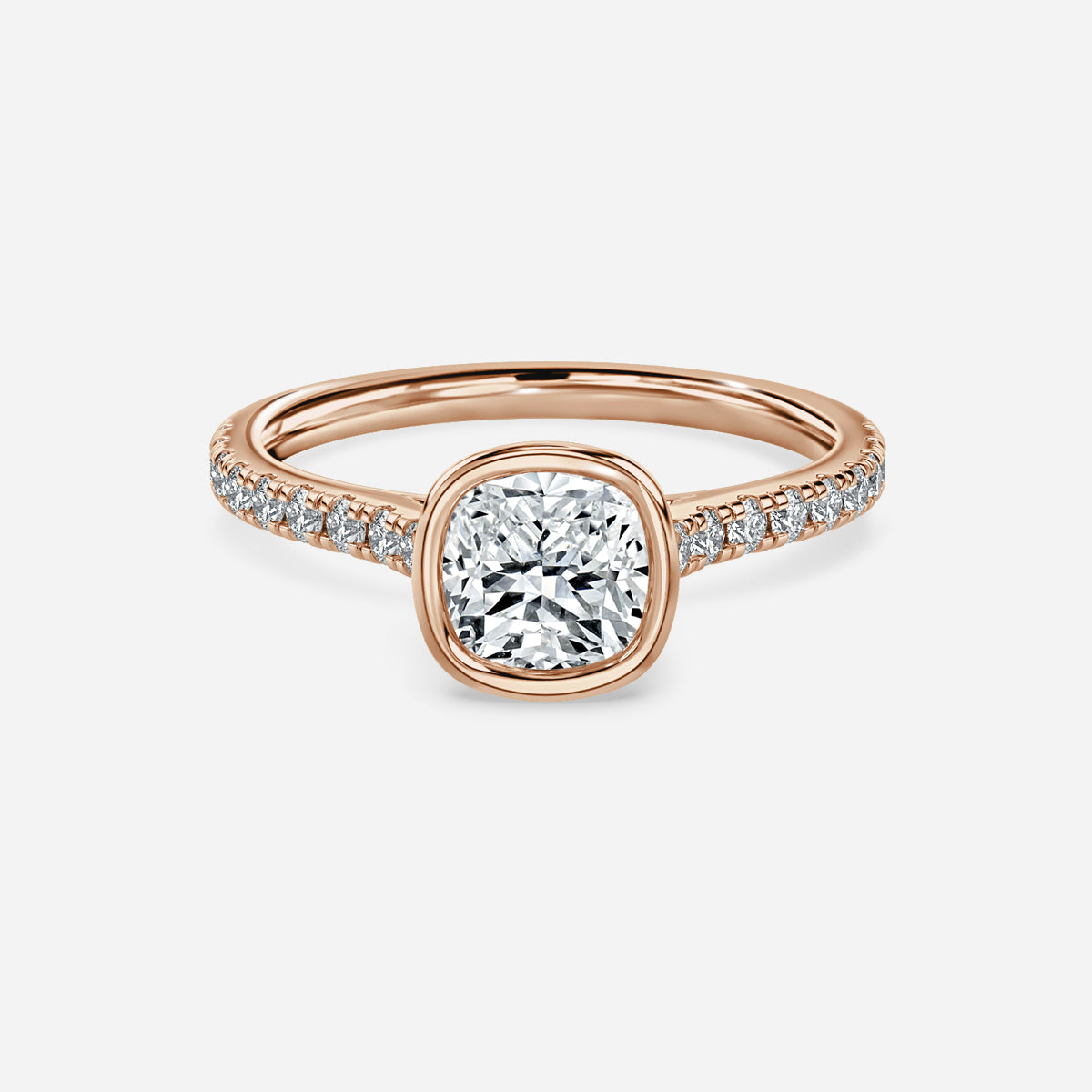 Arabella Cushion Bezel Moissanite Engagement Ring