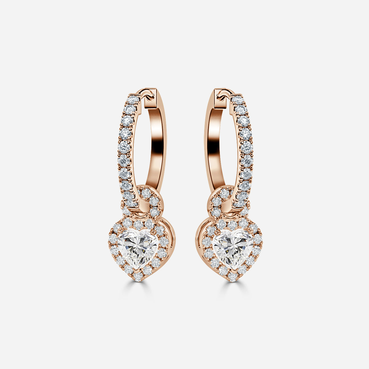 Heart Moissanite Halo and Drops Earring