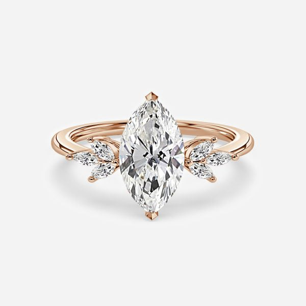 Anong Marquise Three Stone Moissanite Engagement Ring