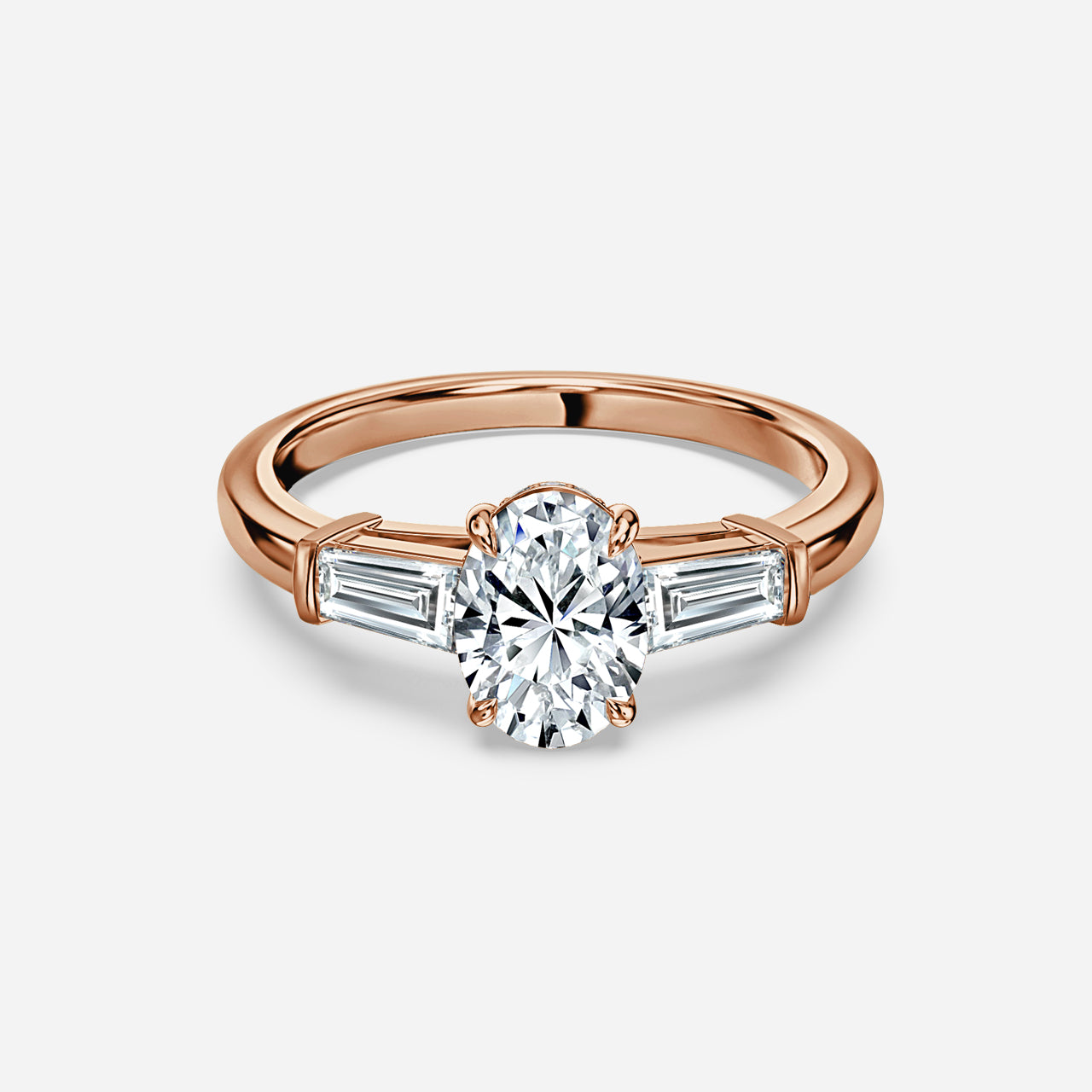 Marcelline Oval Three Stone Moissanite Engagement Ring