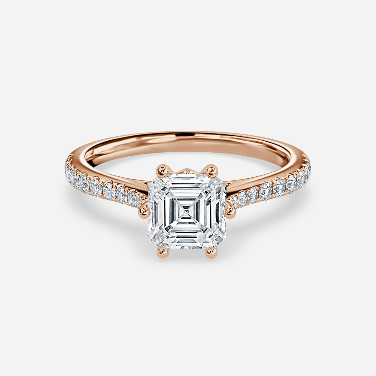 Odessa Asscher Diamond Band Moissanite Engagement Ring