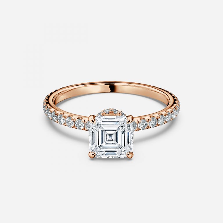 Astrid Asscher Hidden Halo Moissanite Engagement Ring