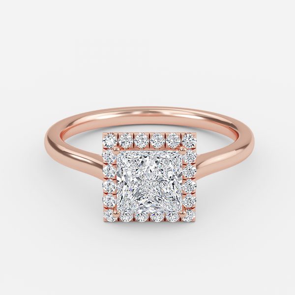 Louisa Princess Halo Moissanite Engagement Ring