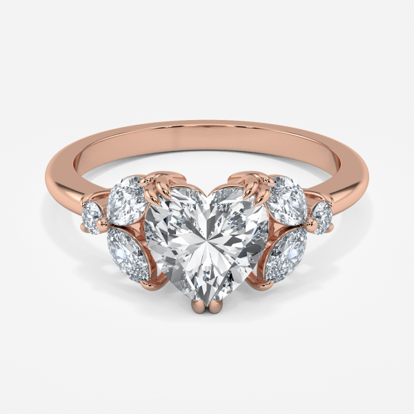 Zephyr Heart Three Stone Engagement Ring