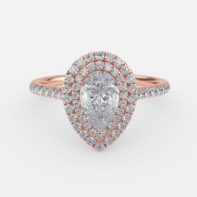 Linnea Pear Halo Moissanite Engagement Ring