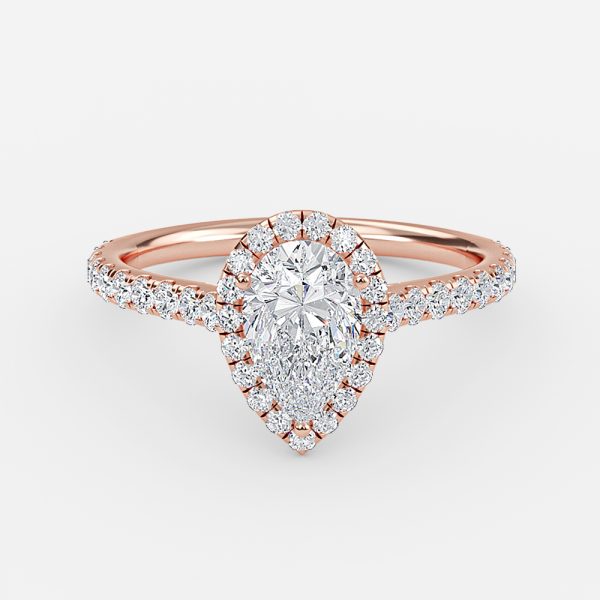 Joliette Pear Halo Moissanite Engagement Ring