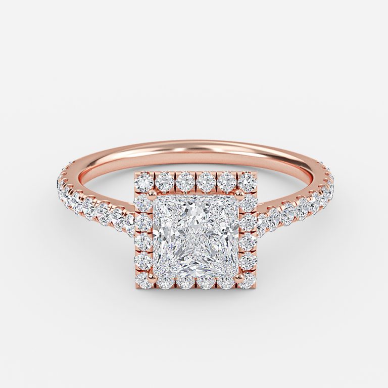 Joliette Princess Halo Moissanite Engagement Ring